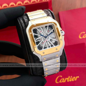 Santos De Cartier Skeleton Dial Horloge yellow gold Quartz Men’s watch