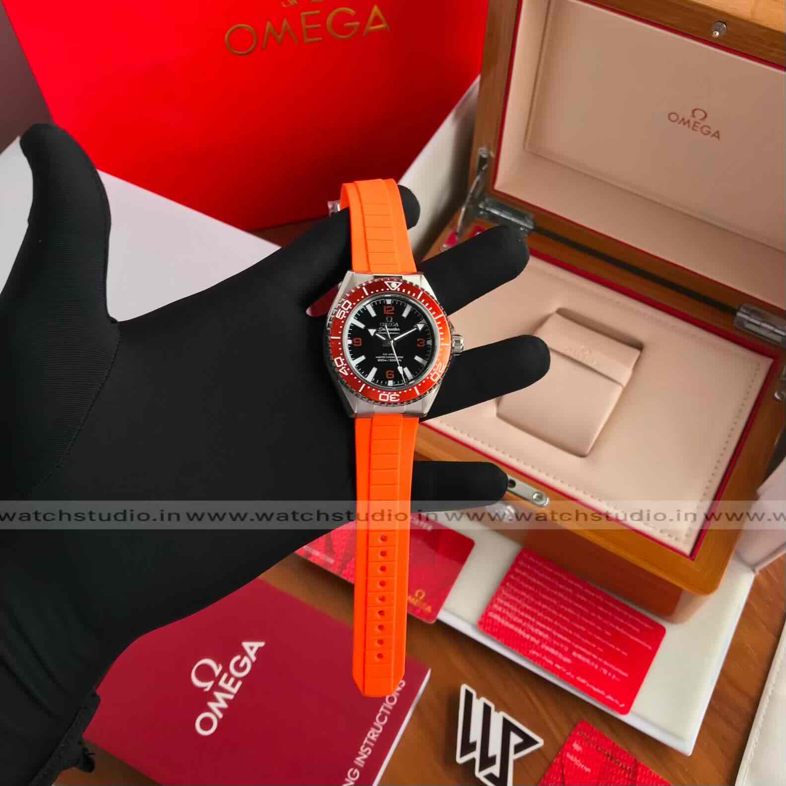 Omega Seamaster Planet Ocean
600M Co-Axial Master Chronometer Black Dial Orange Strap 42mm Automatic Men’s Watch - Image 11