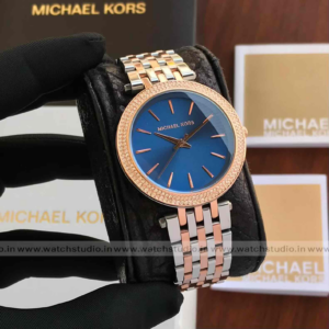 Michael Kors Darci Navy Blue Dial Rose Gold Two Tone steel strap MK3651 Women's watch