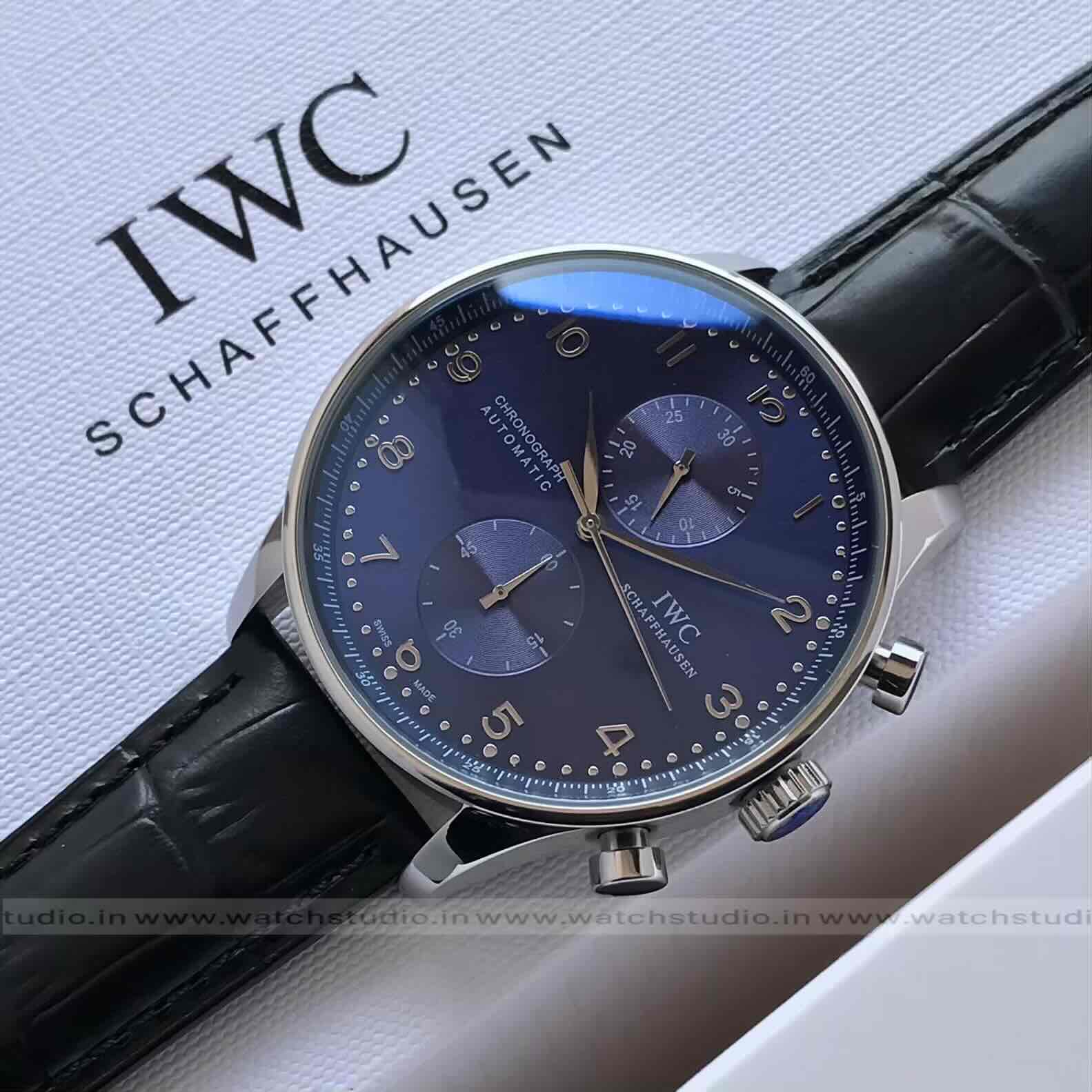 IWC Schaffhausen Portugieser Chronograph Silver tone Navy Blue Dial Automatic Movement IWC Schaffhausen Portugieser Chronograph Silver tone Navy Blue Dial Automatic Movement - Image 5