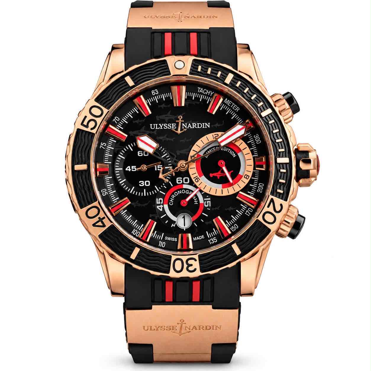 Ulysse Nardin Marine Diver Chronograph Rose Gold and black Dial Rubber Strap Automatic Men’s Watch Ulysse Nardin Marine Diver Chronograph Rose Gold and black Dial Rubber Strap Automatic Men’s Watch - Image 2