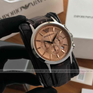 First Copy Watches In Ludhiana Emporio Armani Renato Chronograph Rose Gold Dial 40mm Quartz Leather Strap Men’s Watch