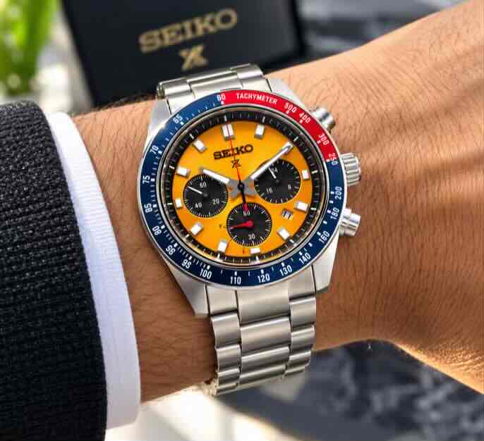 Seiko Prospex Speedtimer Chronograph Yellow / Orange Dial Swiss ETA Movement𤩠Seiko Prospex Speedtimer Chronograph Yellow / Orange Dial Swiss ETA Movement𤩠- Image 9