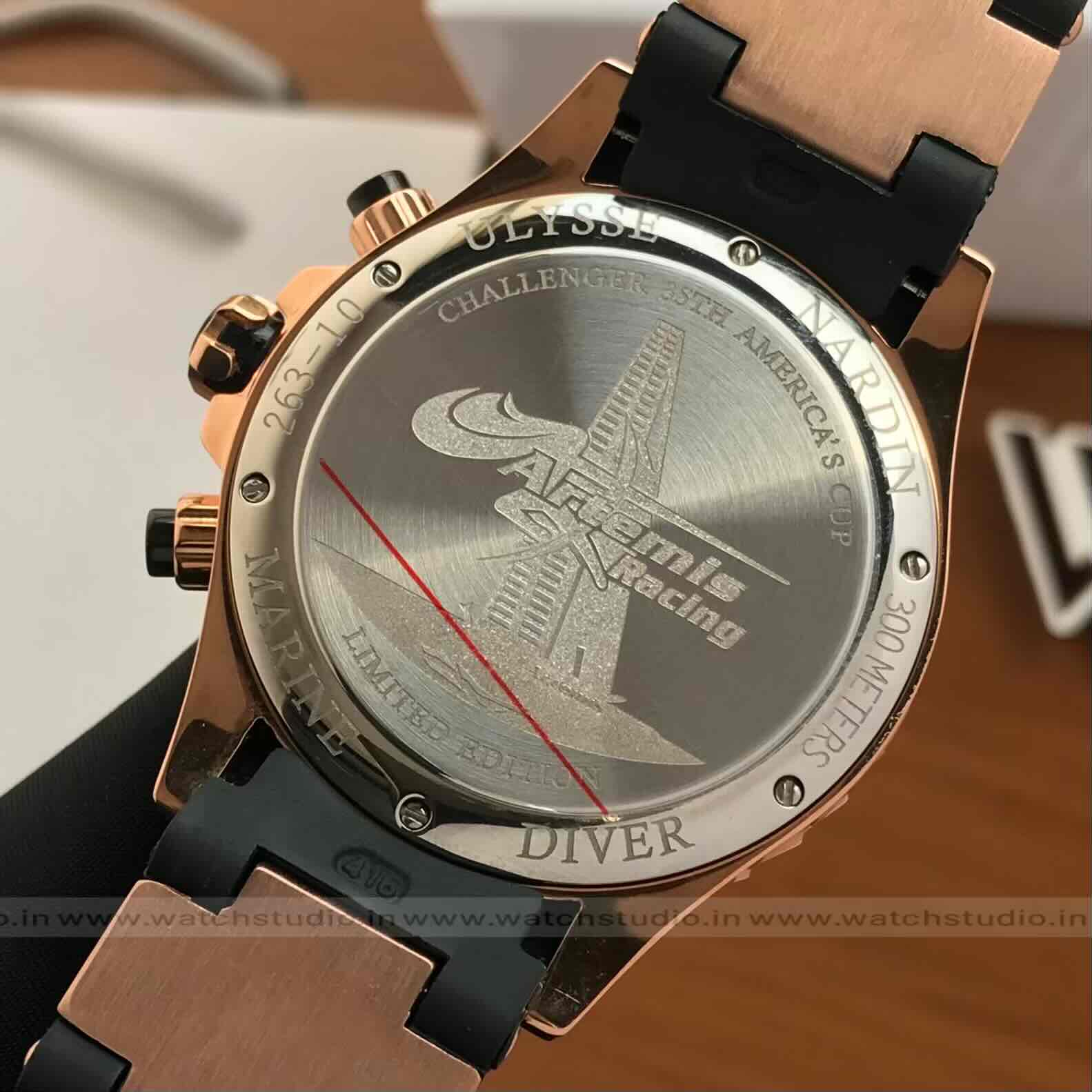 Ulysse Nardin Marine Diver Chronograph Rose Gold and black Dial Rubber Strap Automatic Men’s Watch Ulysse Nardin Marine Diver Chronograph Rose Gold and black Dial Rubber Strap Automatic Men’s Watch - Image 7