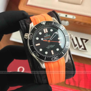 First Copy Watches In Kanpur Omega Seamaster Diver 300M Co-Axial Master Chronometer Black Dial Orange Strap Automatic Men’s Watch