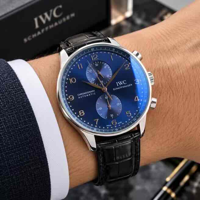 IWC Schaffhausen Portugieser Chronograph Silver tone Navy Blue Dial Automatic Movement IWC Schaffhausen Portugieser Chronograph Silver tone Navy Blue Dial Automatic Movement - Image 7
