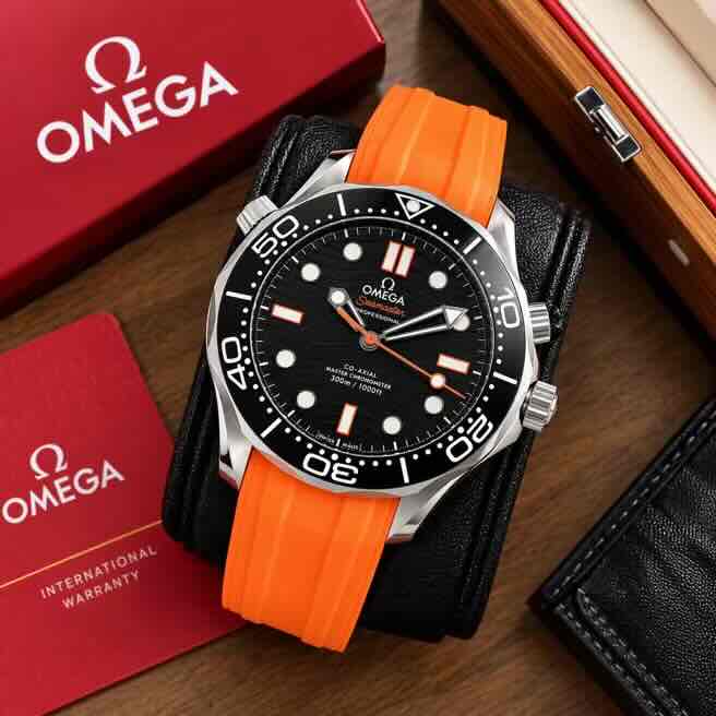 Omega Seamaster Diver 300M Co-Axial Master Chronometer Black Dial Orange Strap Automatic Men’s Watch Omega Seamaster Diver 300M Co-Axial Master Chronometer Black Dial Orange Strap Automatic Men’s Watch - Image 7