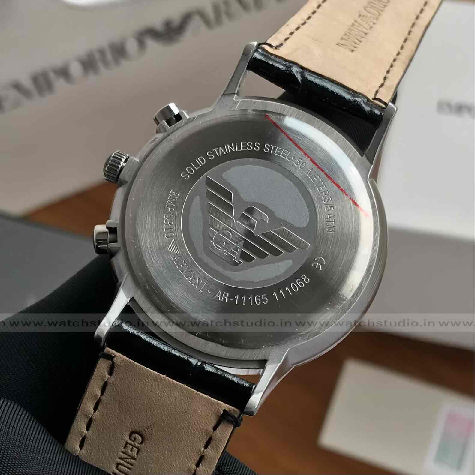 Emporio Armani Renato Chronograph Black Dial 40mm Quartz Leather Strap Men’s Watch Emporio Armani Renato Chronograph Black Dial 40mm Quartz Leather Strap Men’s Watch - Image 5