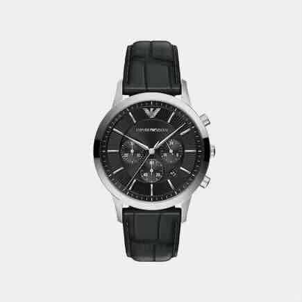 Emporio Armani Renato Chronograph Black Dial 40mm Quartz Leather Strap Men’s Watch Emporio Armani Renato Chronograph Black Dial 40mm Quartz Leather Strap Men’s Watch - Image 2