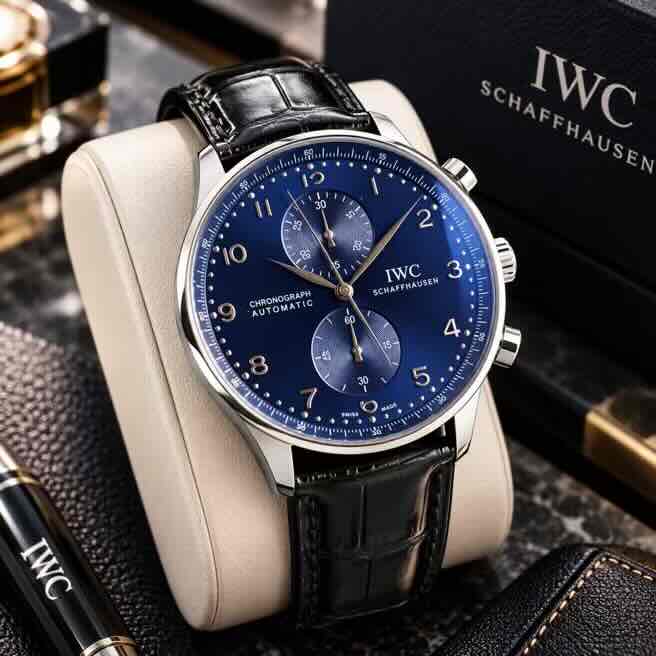 IWC Schaffhausen Portugieser Chronograph Silver tone Navy Blue Dial Automatic Movement IWC Schaffhausen Portugieser Chronograph Silver tone Navy Blue Dial Automatic Movement - Image 3