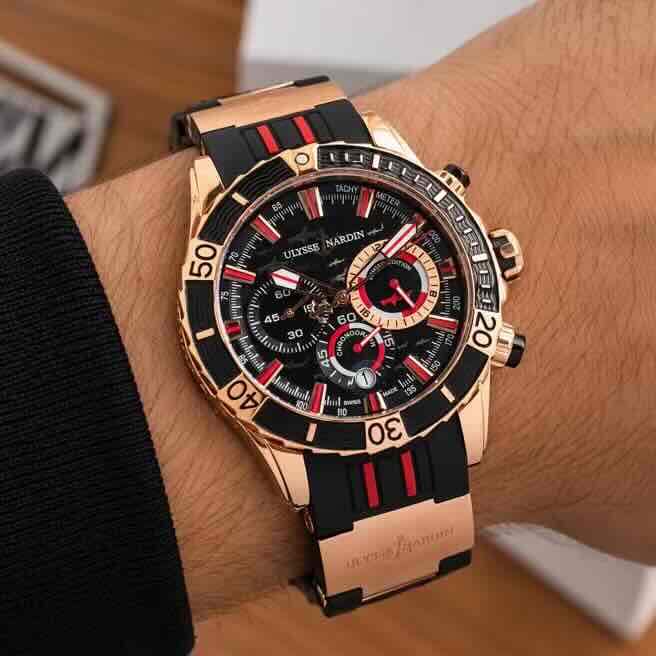 Ulysse Nardin Marine Diver Chronograph Rose Gold and black Dial Rubber Strap Automatic Men’s Watch Ulysse Nardin Marine Diver Chronograph Rose Gold and black Dial Rubber Strap Automatic Men’s Watch - Image 6