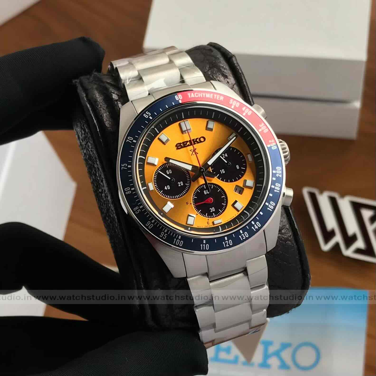 Seiko Prospex Speedtimer Chronograph Yellow / Orange Dial Swiss ETA Movement𤩠Seiko Prospex Speedtimer Chronograph Yellow / Orange Dial Swiss ETA Movementš¤©