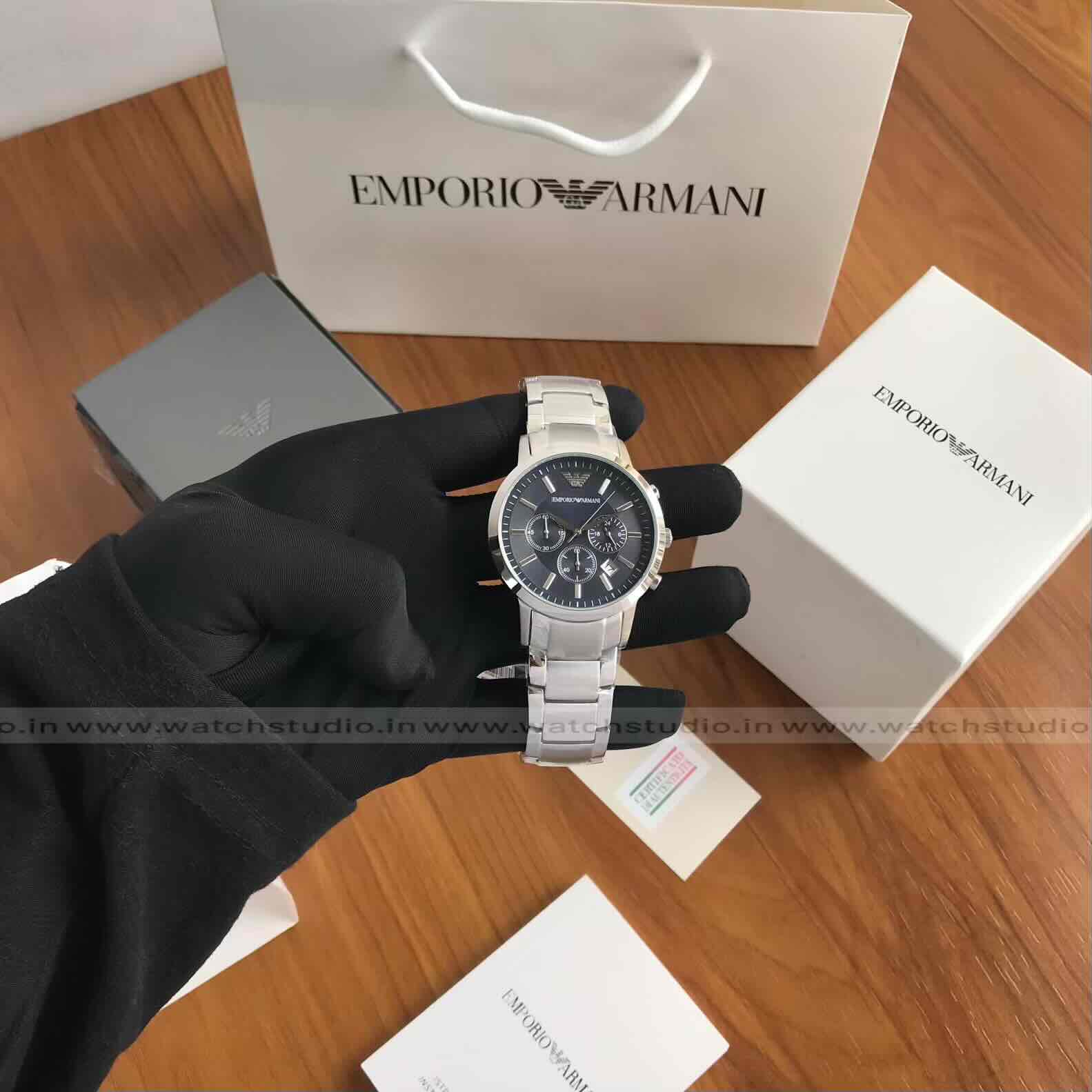 Emporio Armani Renato Chronograph Blue Dial 40mm Quartz Men’s Watch Emporio Armani Renato Chronograph Blue Dial 40mm Quartz Men’s Watch - Image 9