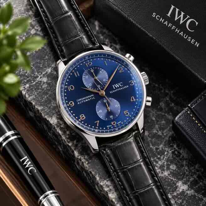 IWC Schaffhausen Portugieser Chronograph Silver tone Navy Blue Dial Automatic Movement IWC Schaffhausen Portugieser Chronograph Silver tone Navy Blue Dial Automatic Movement - Image 6