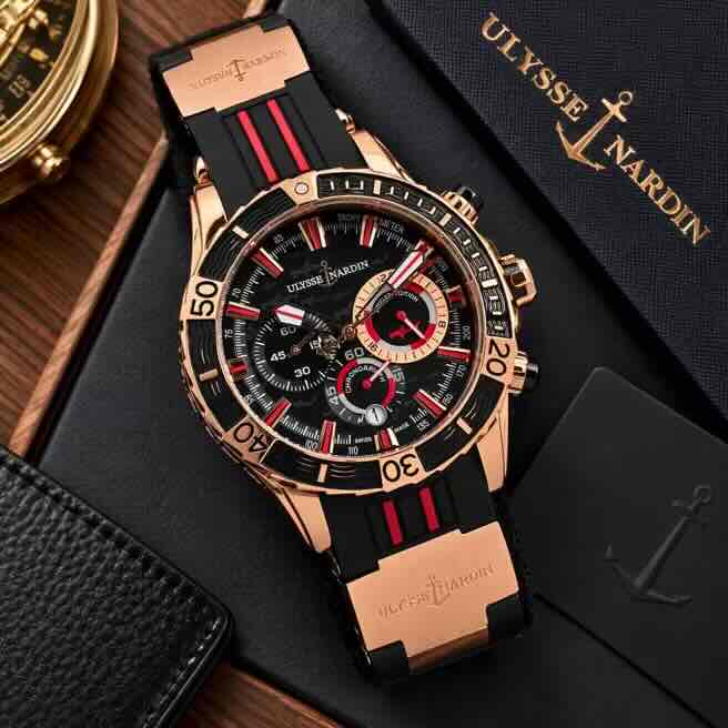 Ulysse Nardin Marine Diver Chronograph Rose Gold and black Dial Rubber Strap Automatic Men’s Watch Ulysse Nardin Marine Diver Chronograph Rose Gold and black Dial Rubber Strap Automatic Men’s Watch - Image 5